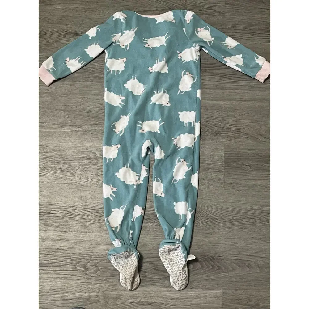 Carters Baby Girl Fleece Zippered One Piece Footie Pajama Sheep Print 4T